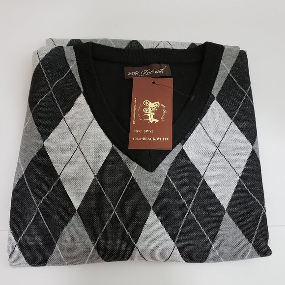 St. Patrick Other - 2X St. Patrick V-Neck Black Argyle Sweater Vest 2XL
